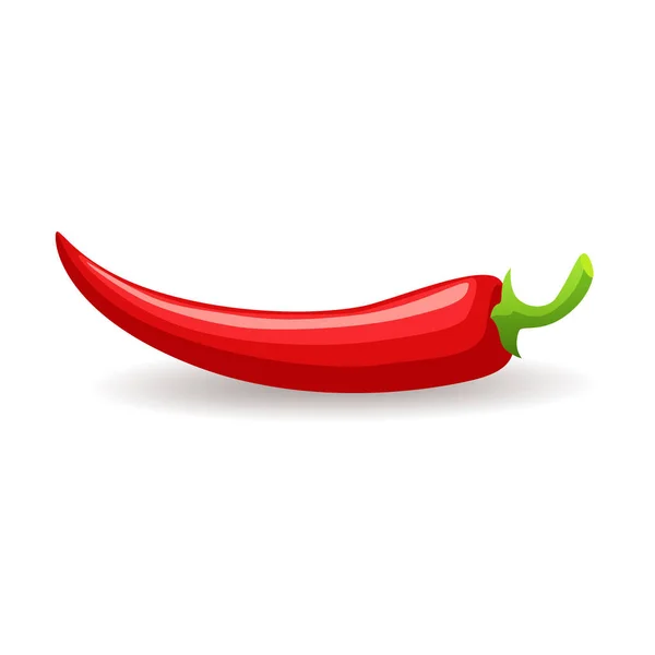 Single red chili pepper on white background, bitter spicy hot — Stock Vector