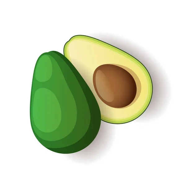 Avocado met bruine zaad binnenin pictogram geïsoleerd, gezonde biologisch voedsel, vector illustratie. — Stockvector