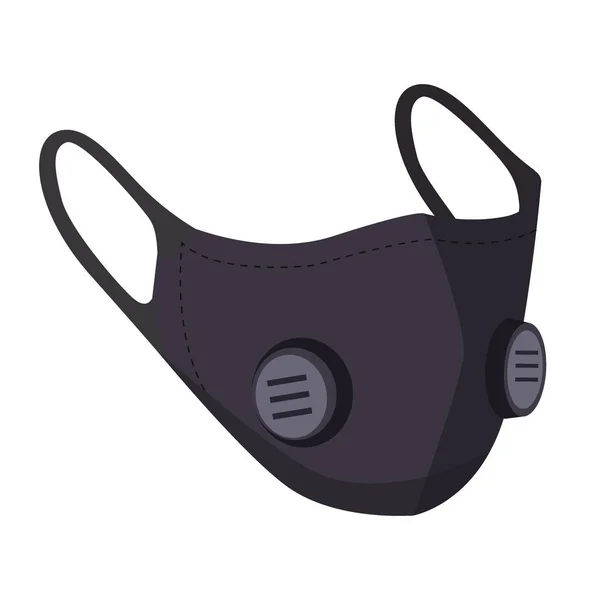 Black air pollution face mask, man or woman medical mask vector — Stock Vector