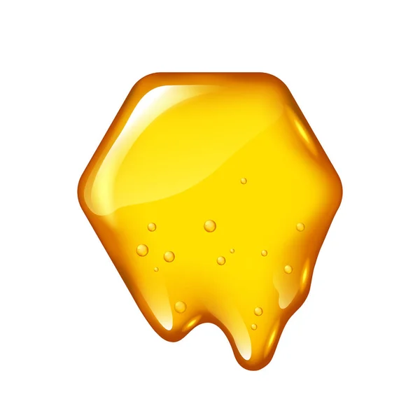 Nido de abeja amarillento con miel fluida aislada, diseño vectorial para el logotipo — Vector de stock