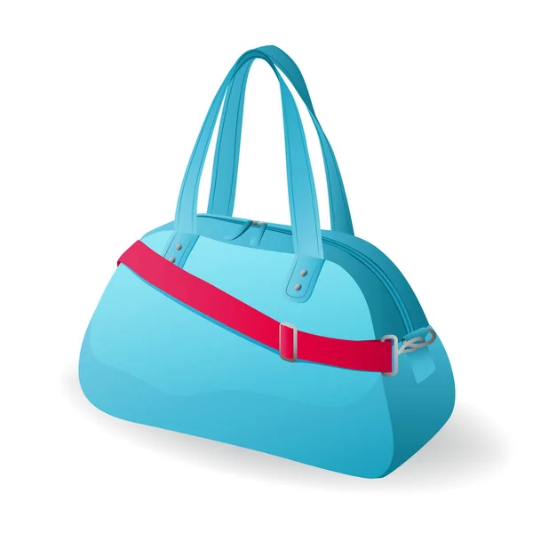 Блакитна спортивна сумка для спортивного одягу та обладнання ізольована — стоковий вектор