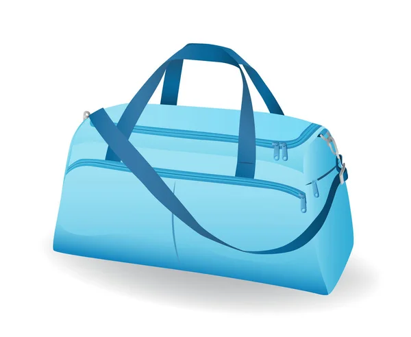 Borsa sportiva blu per abbigliamento sportivo e icona dell'attrezzatura isolata — Vettoriale Stock