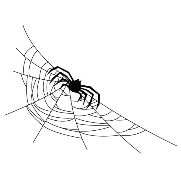Uppsättning spindelnät av olika former med svarta spindlar isolerade — Stock vektor