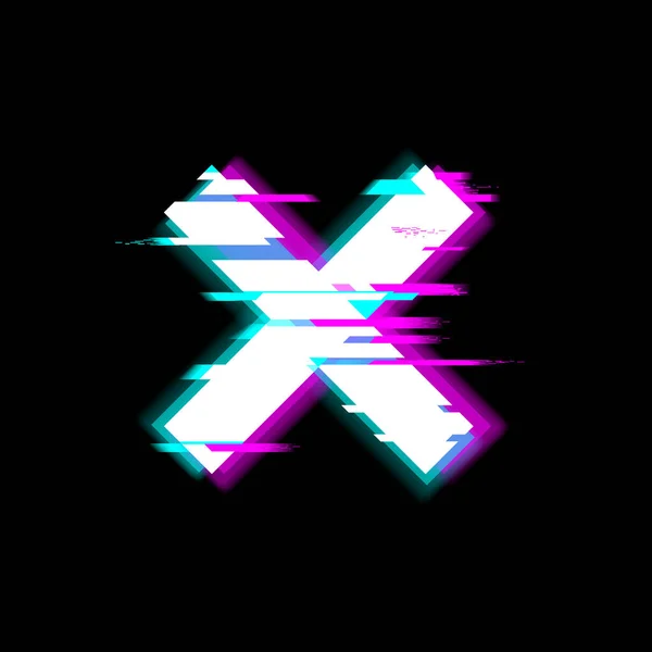 Distorted glitch style warning and Error symbol - exclamation point in a triangle, vector illustration on black background - Stok Vektor