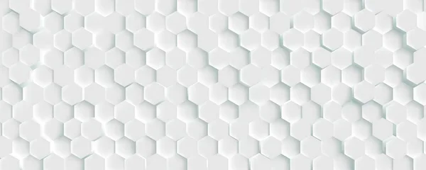 Fond blanc mosaïque nid d'abeille futuriste 3D. Texture réaliste des cellules en maille géométrique. Papier peint vectoriel blanc abstrait avec grille hexagonale — Image vectorielle