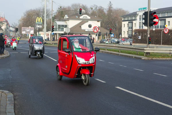 Danzig Polen Dezember 2018 Weihnachtsparade Der Weihnachtsmänner Motorradfahrer Kurz Vor — Stockfoto