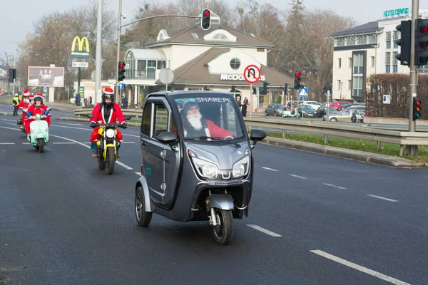 Gdansk Polónia Dezembro 2018 Desfile Natal Motociclistas Papai Noel Pouco — Fotografia de Stock