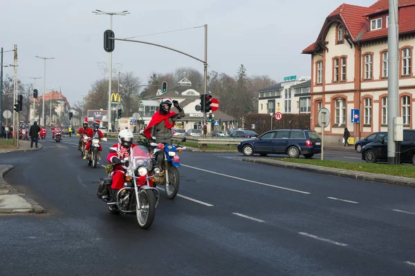 Gdansk Polonia Diciembre 2018 Desfile Navideño Motociclistas Santa Claus Justo — Foto de Stock