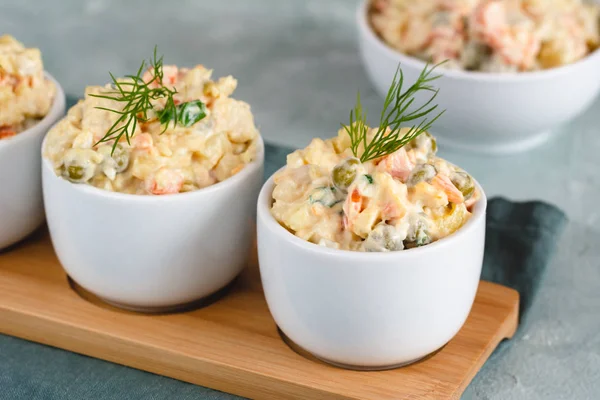 Traditionele Poolse Salade Met Gekookte Groenten Mayonaise — Stockfoto
