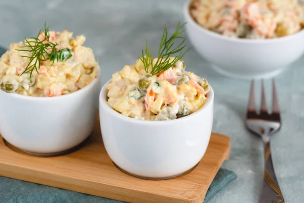 Traditionele Poolse Salade Met Gekookte Groenten Mayonaise — Stockfoto