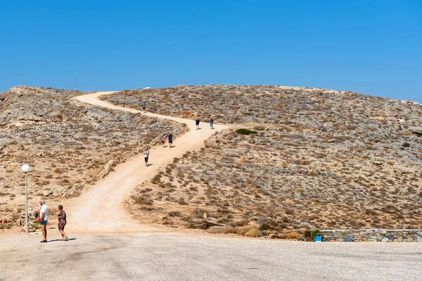 Sifnos Grecja Września 2018 Turystów Spaceru Wzdłuż Ścieżki Północnej Stronie — Zdjęcie stockowe