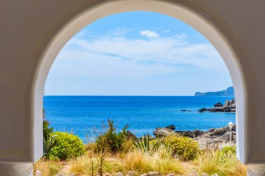 Kallithea Therms iç deniz manzara. Rhodes, Yunanistan