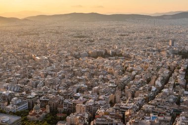 Atina günbatımı zamanında Lycabettus hill, Yunanistan görüntüleyin..