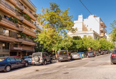 Atina, Yunanistan - 14 Eylül 2018: Street Athens.Europe şehir merkezinde