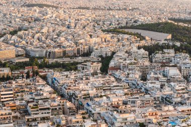 Atina, Yunanistan - 13 Eylül, 2018:View üzerinden günbatımı zamanı Atina'da Lycabettus Hill, Yunanistan.