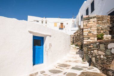 Kastro, Sifnos eski başkenti beyaz mimarisi. Kiklad Adaları, Yunanistan. Europe