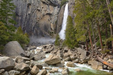 Yosemite Ulusal Parkı 'ndaki Lower Yosemite Falls, Kaliforniya, Usa