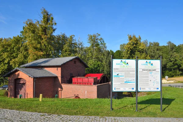 Katy, Polonia - 24 de agosto de 2019: Central hidroeléctrica en el pueblo de Katy. Canal de Elblag —  Fotos de Stock