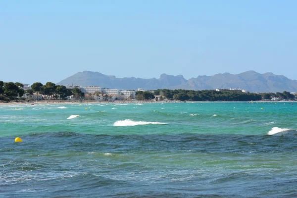 Turquoise waters of the bay of Alcudia in north part of Mallorca. Spain Stock Image