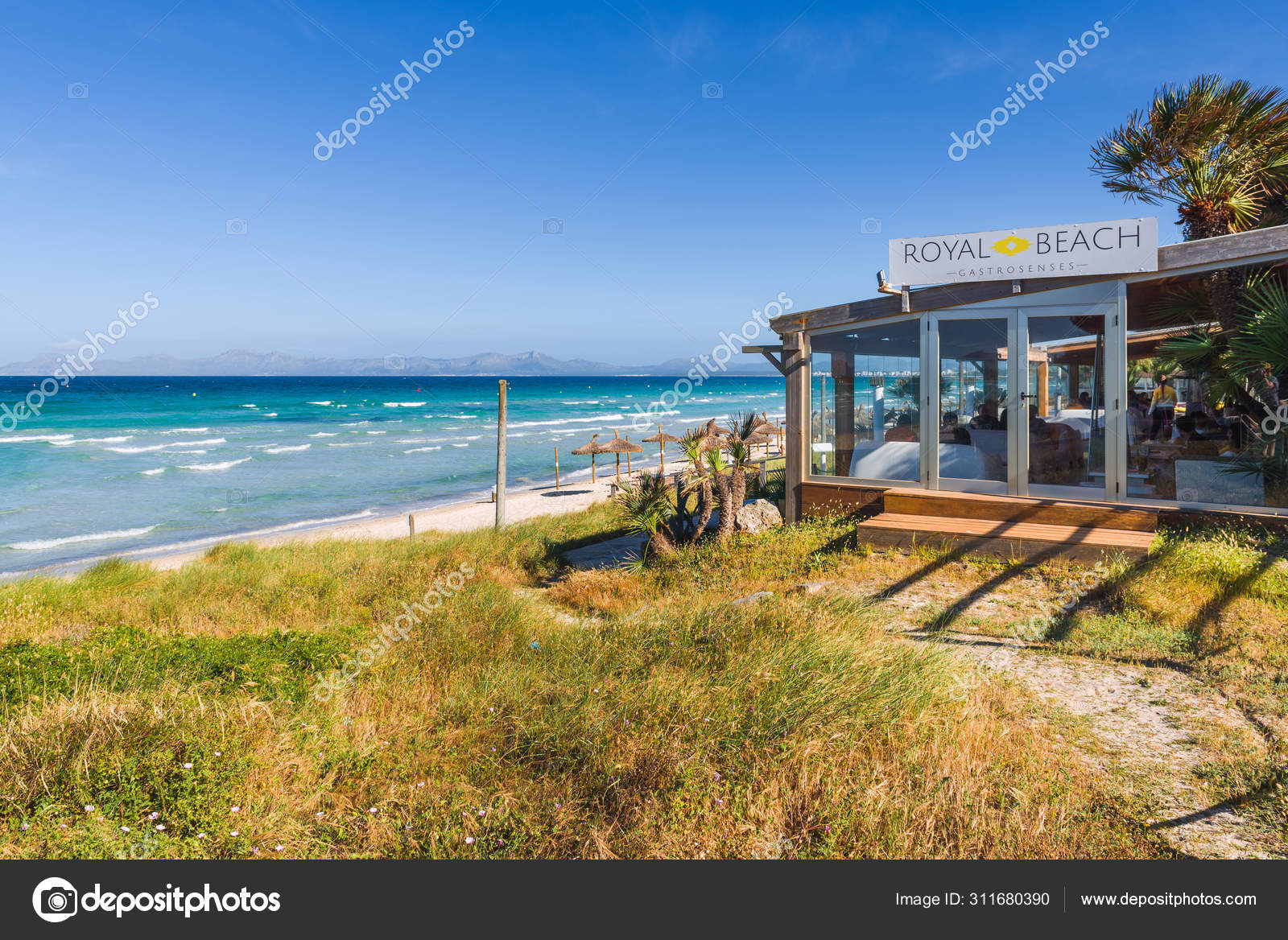 Mallorca Spain May 11 2019 Seaside Cafe Near Muro Beach