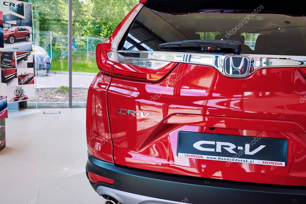 Gdansk, Poland - May 28, 2020: New model of Honda CR-V presented in the car showroom of Gdansk