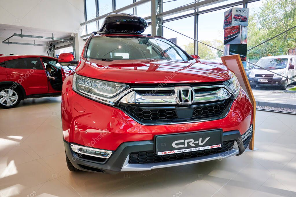 Gdansk, Poland - May 28, 2020: New model of Honda CR-V presented in the car showroom of Gdansk