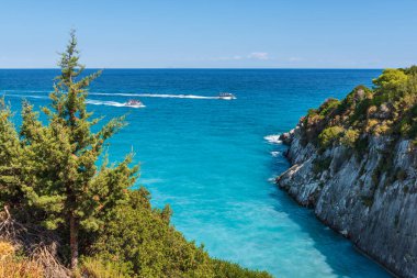 Zakynthos adasındaki Sülfür Sahili Xigia. Yunanistan.