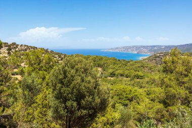 Rodos adasındaki Kritinia (Kastello) şatosundan manzara. Yunanistan
