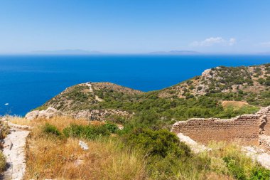 Rodos adasındaki Kritinia (Kastello) şatosundan manzara. Yunanistan