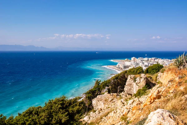 View Rhodes Town Azure Sea Water Rhodes Island Greece — Stock Photo, Image