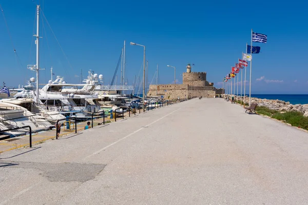 Rhodes Grèce Mai 2018 Promenade Bord Mer Fort Saint Nicolas — Photo