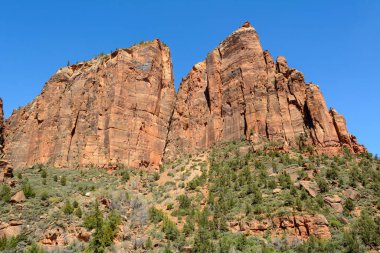 Utah 'ın güneybatısındaki Zion Ulusal Parkı' nın güzel manzarası..