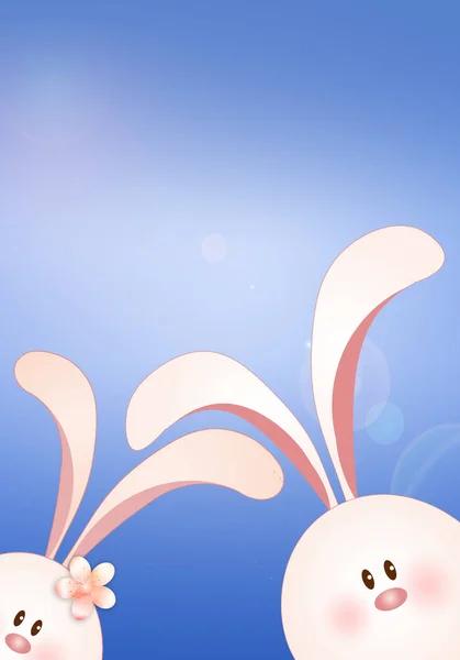 Funny Rabbits Blue Background — Stock Photo, Image