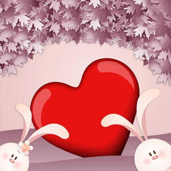 Twee Konijnen Valentijnsdag — Stockfoto