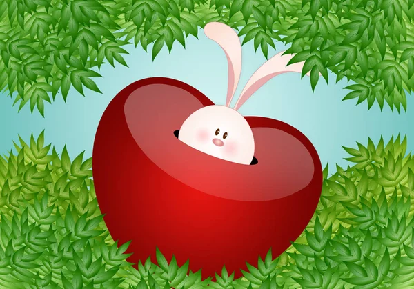 Симпатичный Кролик Красном Сердце — стоковое фото