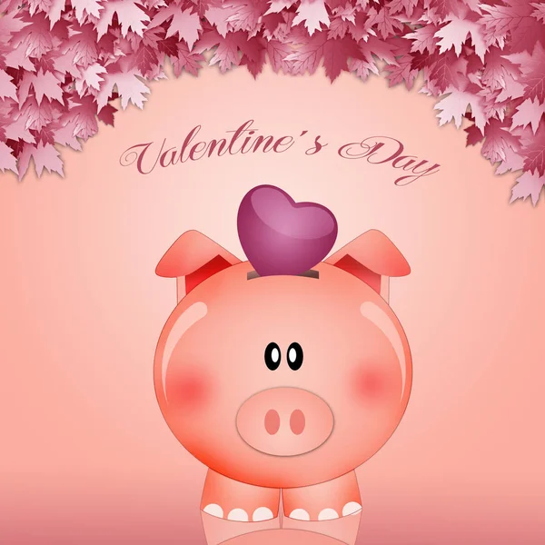 Funny Piggy Bank Heart — Stock Photo, Image