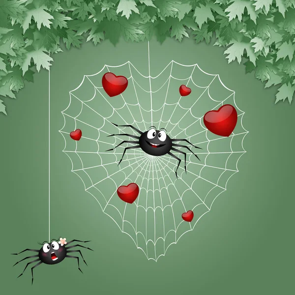 Illustration Couple Spiders Love — Stock Photo, Image