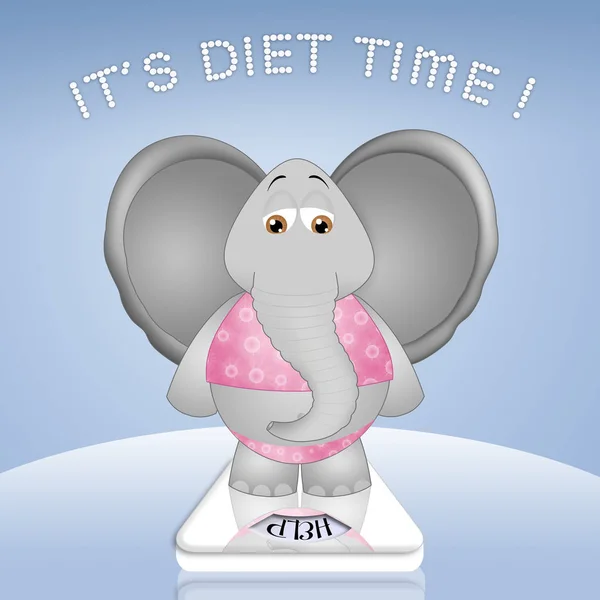 an illustration of elephant who has to lose weight