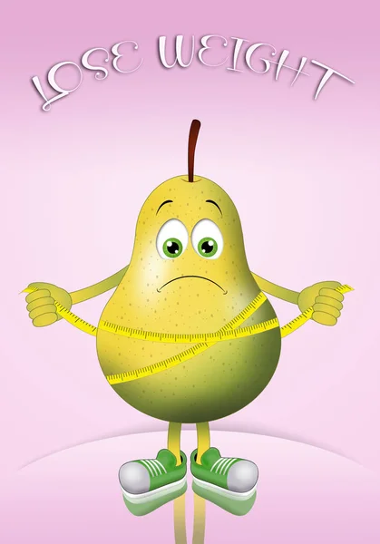 illustration of a pear on a diet for lose weight