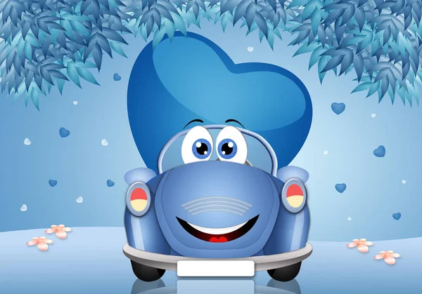 Illustration Heart Funny Car — Stock Photo, Image