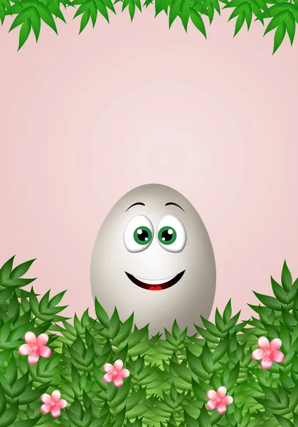 An illustration of smiling funny egg in Easter Day