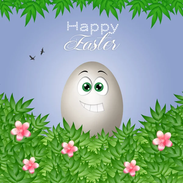 Una Ilustración Huevo Divertido Sonriente Día Pascua —  Fotos de Stock