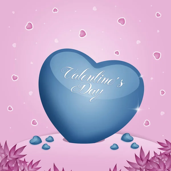 バレンタインに青いハートのイラスト — ストック写真
