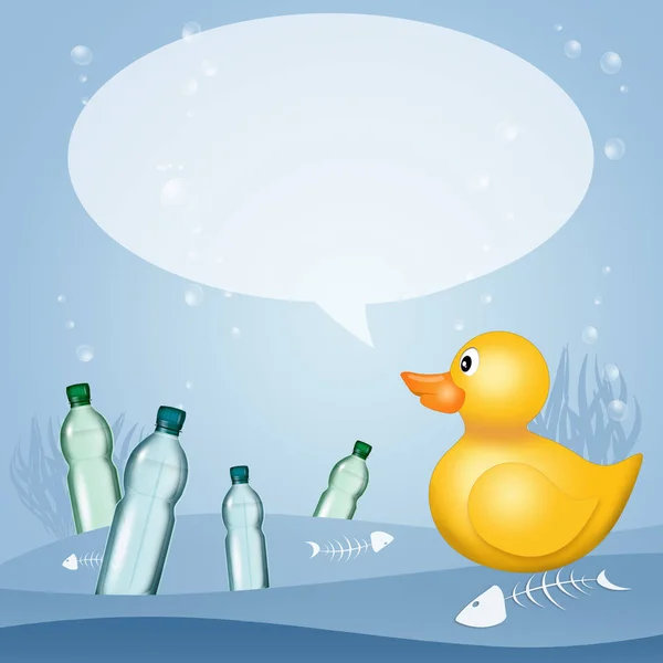 Ilustración Pato Plástico Con Botellas Plástico —  Fotos de Stock