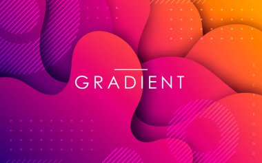 Gradyan sıvı şekli soyut geometrik arkaplan. Mor ve sarı minimal tasarım konsepti.