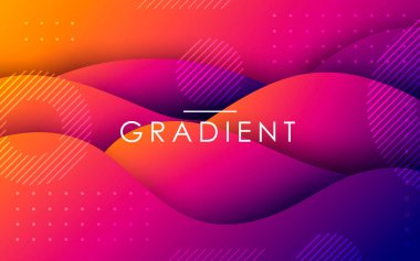 Gradyan sıvı şekli soyut geometrik arkaplan. Mor ve sarı minimal tasarım konsepti.