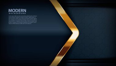 Siyah örtüşen katmanlı koyu soyut bir zemin. Altın efekt süslemeli doku. Lüks tasarım kavramı.