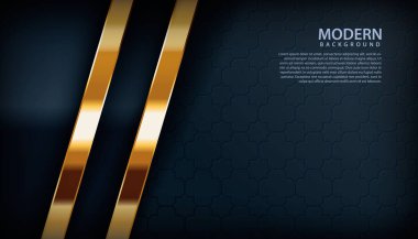 Siyah örtüşen katmanlı koyu soyut bir zemin. Altın efekt süslemeli doku. Lüks tasarım kavramı.