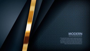 Siyah örtüşen katmanlı koyu soyut bir zemin. Altın efekt süslemeli doku. Lüks tasarım kavramı.