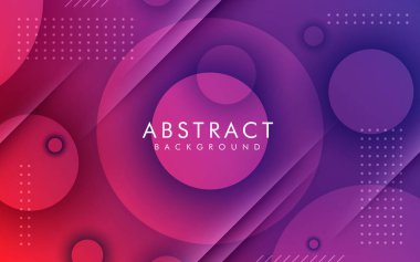 Mor daire renk arkaplanı. Noktalı dinamik desenli geometrik element tasarımı. Modern kırmızı ve mor gradyan ışık vektörü çizimi.
